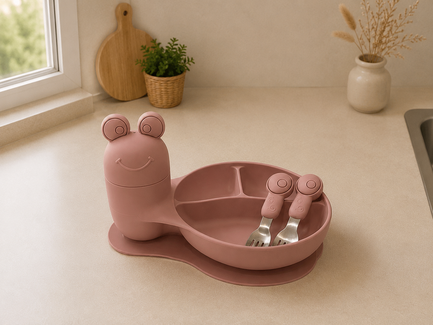 Prato Snail com Talheres